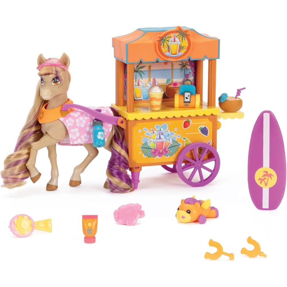 Wild Manes Horse Toys – Bailey’s Surf & Snacks Playset with Boba Cart NWT